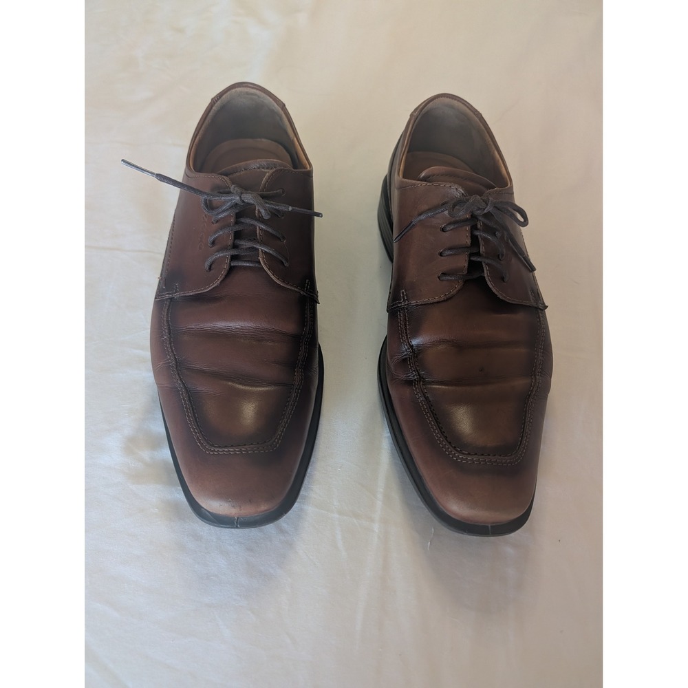 ECCO Mens Brown Leather Bicycle Toe Lace Up Oxford Dress Shoes Size 46